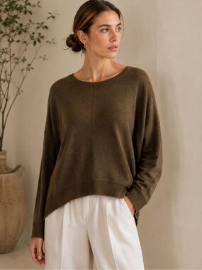 Kerisma Distressed Hem Oversized Knit lawson Sweater Quiet Luxury Pullover in ol